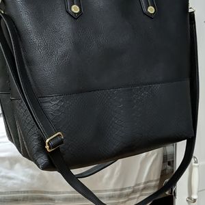 EC Steve Madden tote crossbody black snakeskin